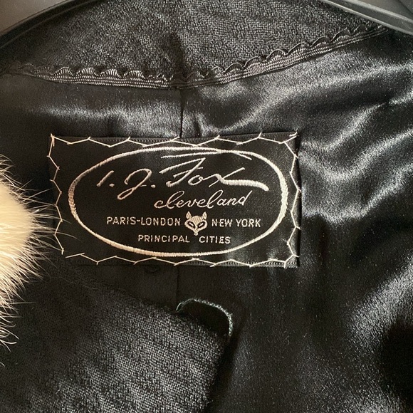 VTG 50’s 60’s Black Swing Coat Ivory Fur Collar Trim - Picture 8 of 15